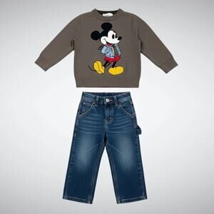 Baby Boy Gap Old Navy Bundle Set Mickey Mouse Sweater Carpenter Jeans 2T